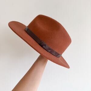 Brixton Messer Wide Brim Unisex Classic Fedora Hat Brown S